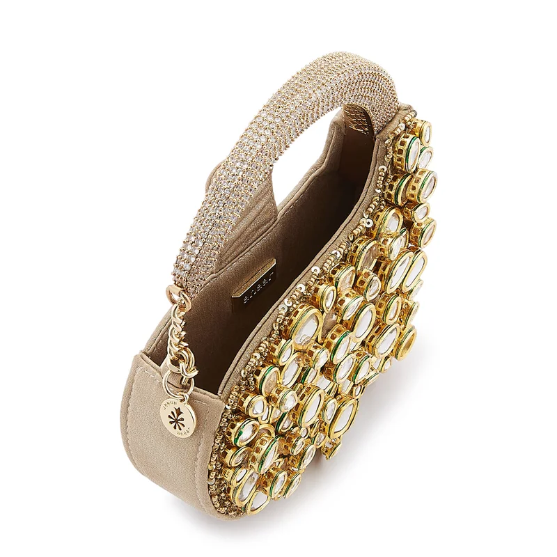 Anaar Anaar ALLURE ANNETTE Multi Jadau Stone Embellished Clutch Bag