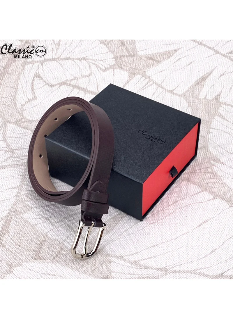 Classic Milano Brown (SGPU22) Classic Milano Women's Belt with Gift Box; Faux Leather Ladies Belt for Dresses, Jeans & Gowns; Stylish Womens Belt; Adjustable Girls Belt; Belt for Women | Full Length: 110 CM (Free Size - Fits up to the waist of 40 Inches / 100 CM) for Women | Best Price UAE
