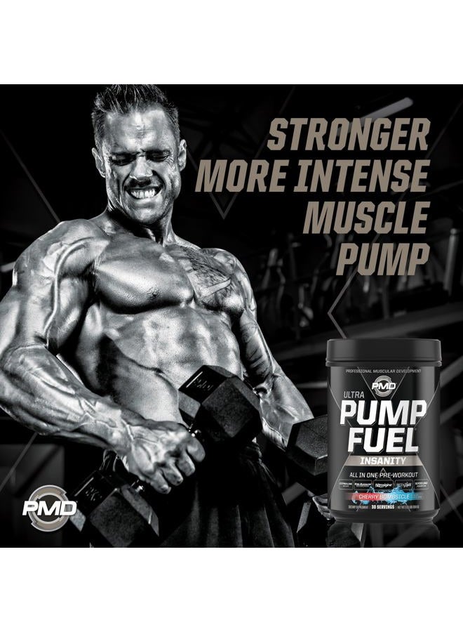 PMD مشروب الطاقة الرياضي فائق الضخ - مزيج مشروبات ما قبل التمرين للطاقة والقوة والقدرة على التحمل وضخ العضلات والتعافي - كربوهيدرات معقدة وطاقة أحماض أمينية - قنبلة الكرز (30 حصة) - Image 3
