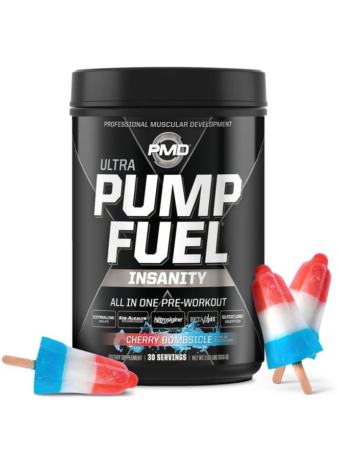 PMD مشروب الطاقة الرياضي فائق الضخ - مزيج مشروبات ما قبل التمرين للطاقة والقوة والقدرة على التحمل وضخ العضلات والتعافي - كربوهيدرات معقدة وطاقة أحماض أمينية - قنبلة الكرز (30 حصة) - Image 1
