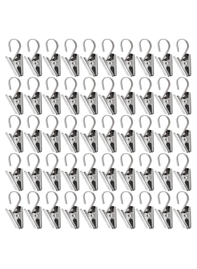 Teenitor 50 PCS Stainless Steel Curtain Hooks Curtain Clips with Hook, Curtain Rod Hooks, S Hooks for Hanging Curtain, Photos, Home Decoration Outdoor Christmas Party Wire Holder - Image 1