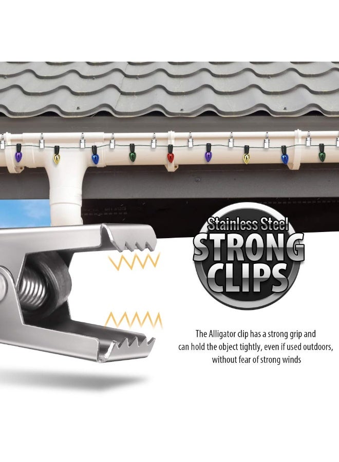 Teenitor 50 PCS Stainless Steel Curtain Hooks Curtain Clips with Hook, Curtain Rod Hooks, S Hooks for Hanging Curtain, Photos, Home Decoration Outdoor Christmas Party Wire Holder - Image 2