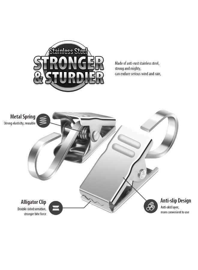 Teenitor 50 PCS Stainless Steel Curtain Hooks Curtain Clips with Hook, Curtain Rod Hooks, S Hooks for Hanging Curtain, Photos, Home Decoration Outdoor Christmas Party Wire Holder - Image 4