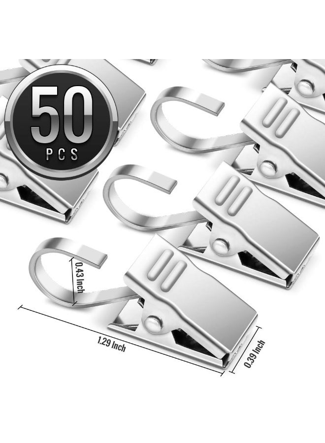 Teenitor 50 PCS Stainless Steel Curtain Hooks Curtain Clips with Hook, Curtain Rod Hooks, S Hooks for Hanging Curtain, Photos, Home Decoration Outdoor Christmas Party Wire Holder - Image 3