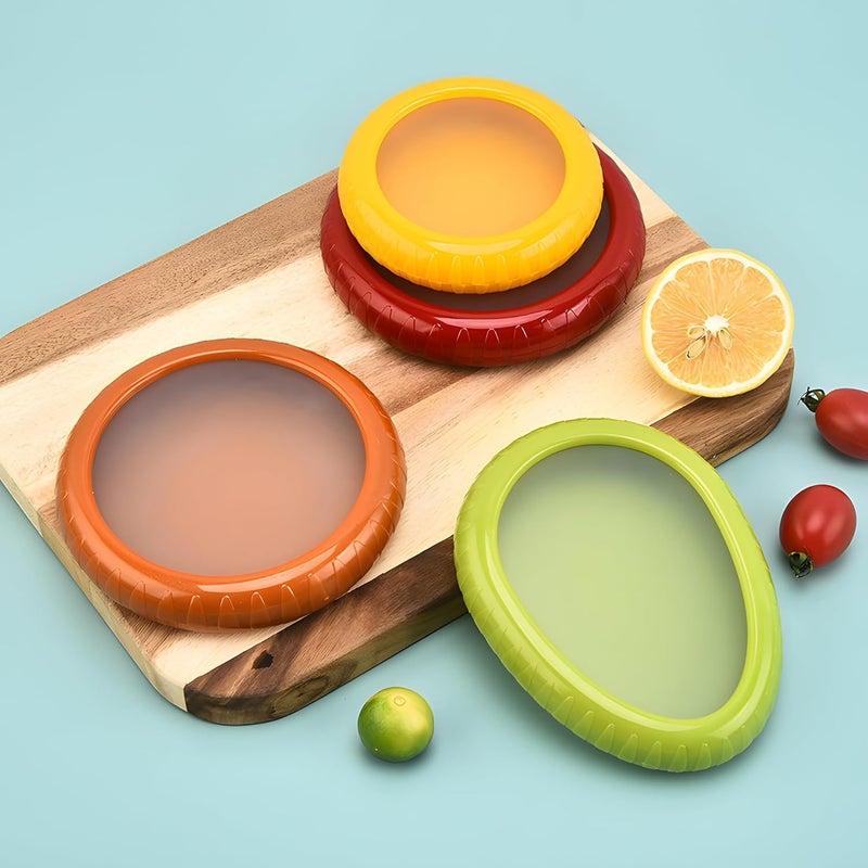 Nisixdec 4pc Silicone Fruit And Vegetable Storage Container Set For FridgeAvocado Silicone SaverTomato Storage ContainerOnion KeeperAnd Lemon Saver For Fridge - Image 1