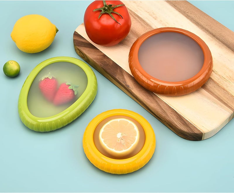 Nisixdec 4pc Silicone Fruit And Vegetable Storage Container Set For FridgeAvocado Silicone SaverTomato Storage ContainerOnion KeeperAnd Lemon Saver For Fridge - Image 5