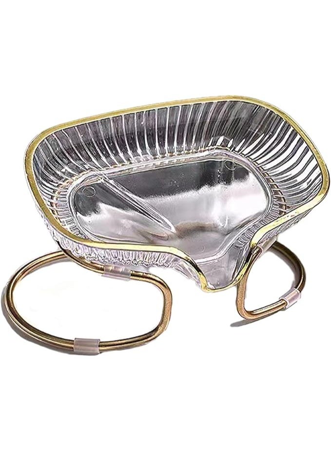 سبيس شوب رف تخزين صابون بتصميم فاخر للاستخدام المنزلي طبق صابون ذاتي التصريف مع حامل حلقي شفاف مناسب للاستحمام والمرحاض والمطبخ - Image 1