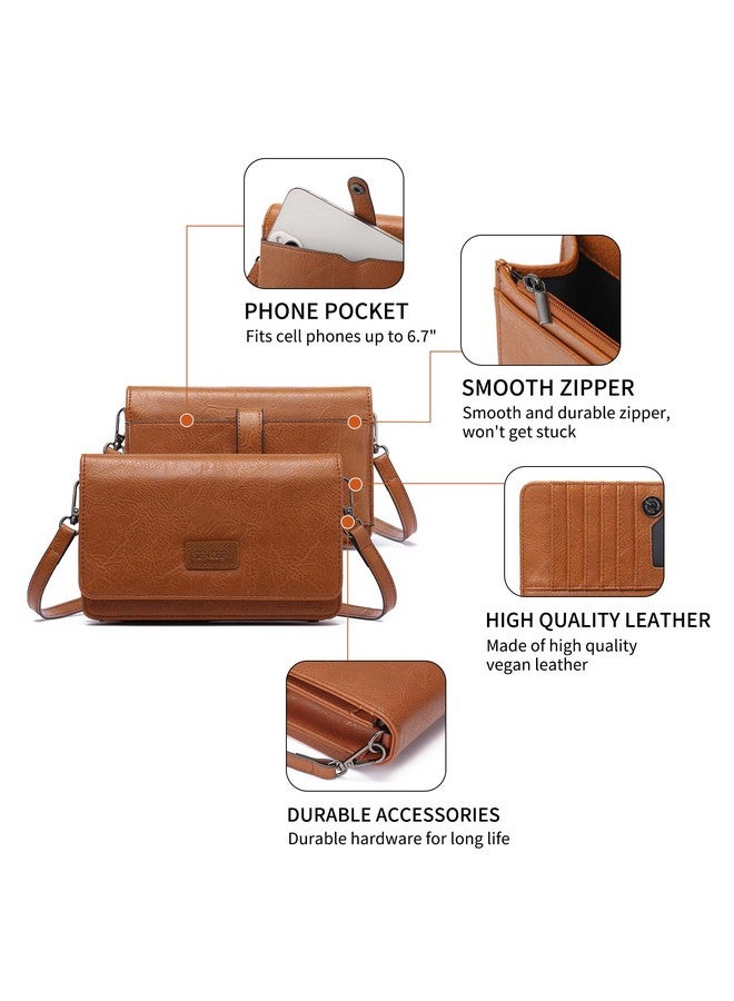 سينديفن حقيبة كروس صغيرة من SENDEFN للنساء مصنوعة من الجلد ومحفظة للهاتف المحمول وحقيبة كتف مع نافذة لبطاقة الهوية وفتحات للبطاقات - Image 3