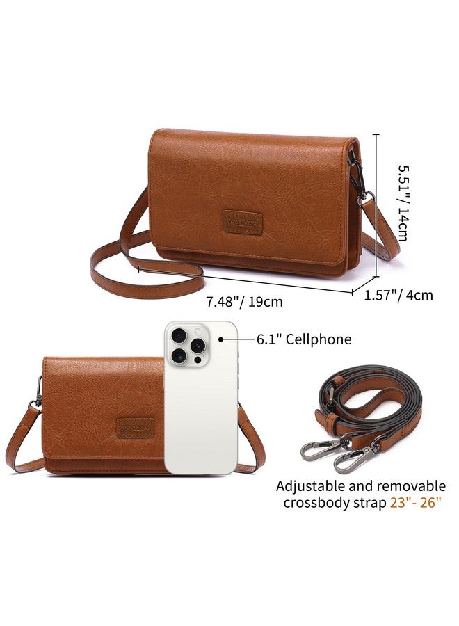 سينديفن حقيبة كروس صغيرة من SENDEFN للنساء مصنوعة من الجلد ومحفظة للهاتف المحمول وحقيبة كتف مع نافذة لبطاقة الهوية وفتحات للبطاقات - Image 2