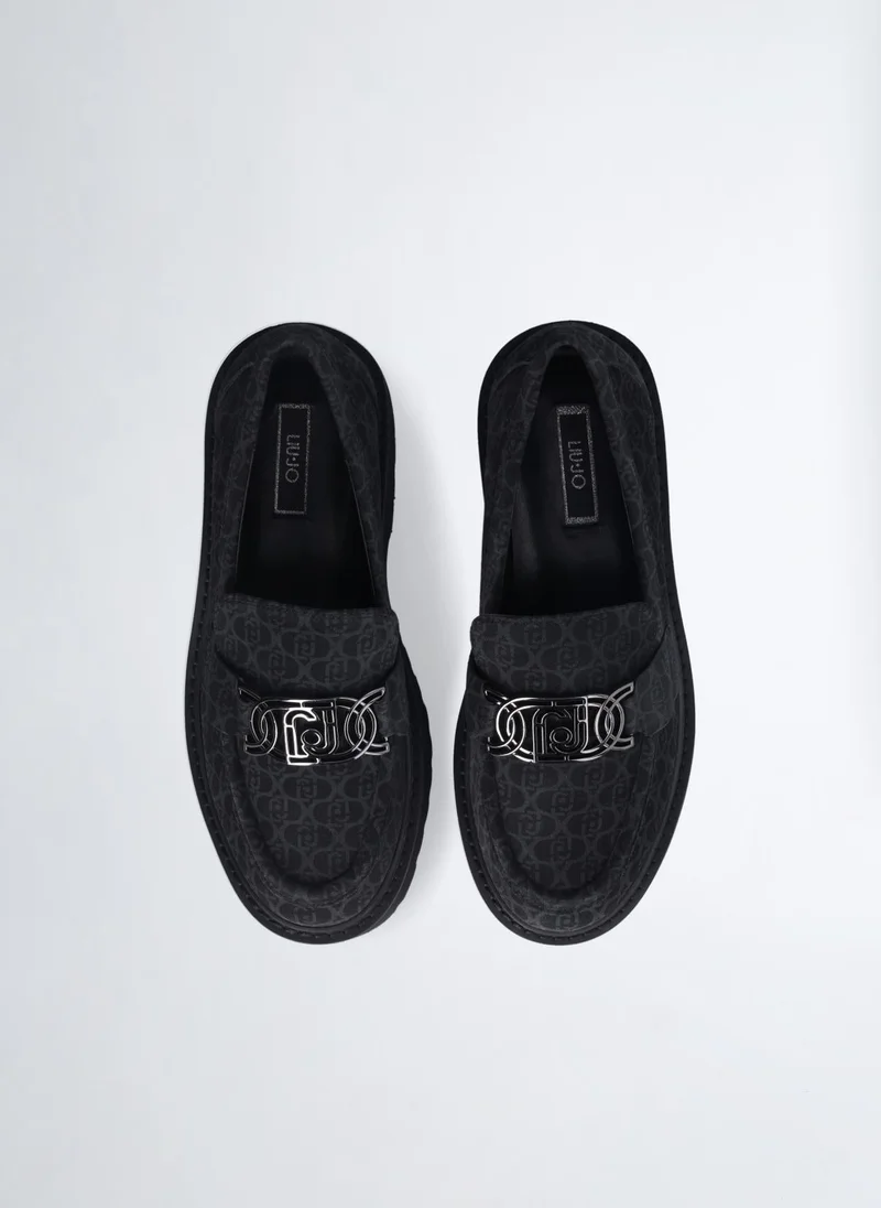 ليو جو حذاء لوفر منصة بنقش شعار