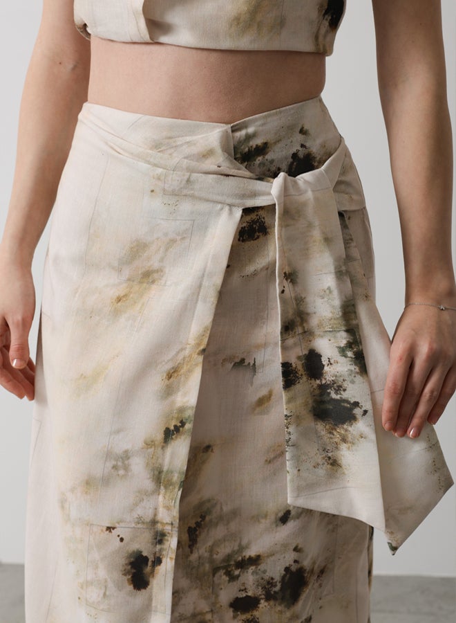 trendyol Beige Batik Patterned Wrap Midi Woven Skirt  - Image 5