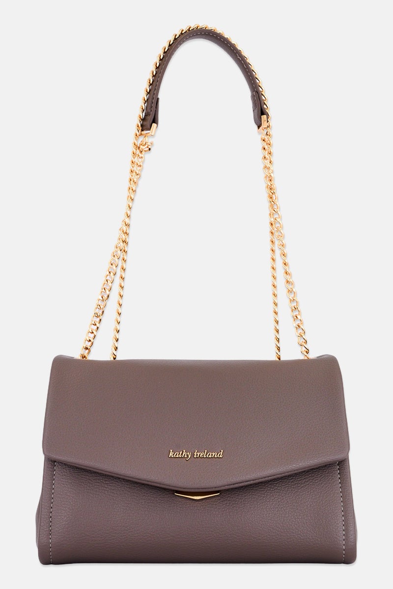 Kathy Ireland Women Brand Logo Shoulder Bag, Taupe - Image 1