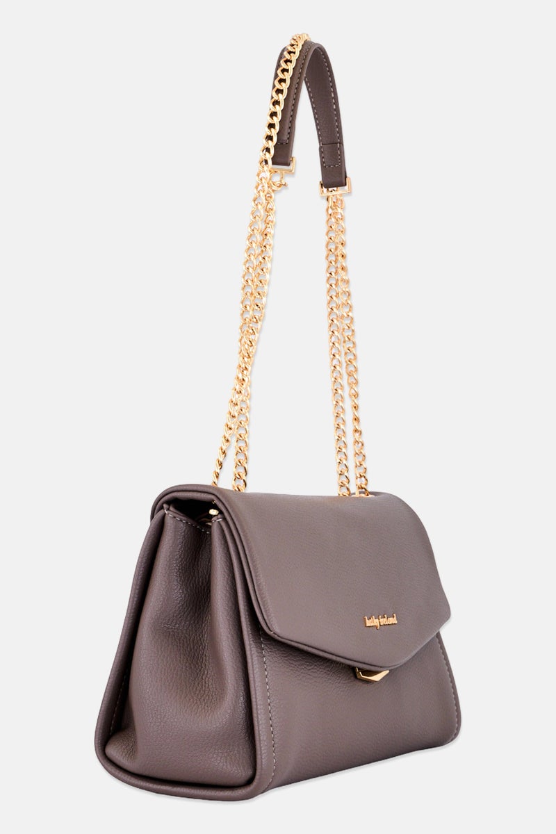 Kathy Ireland Women Brand Logo Shoulder Bag, Taupe - Image 2