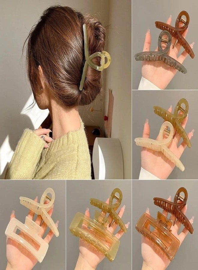 AUTOWRAP 3+3 Combo Big Hair Clips for Women Large Hair Claw Clips for Thick Hair Strong Hold Nonslip Jelly Moon Banana Nonslip Jumbo Jaw Clips Hair Styling Accessories (total 6 Pcs) - Image 1