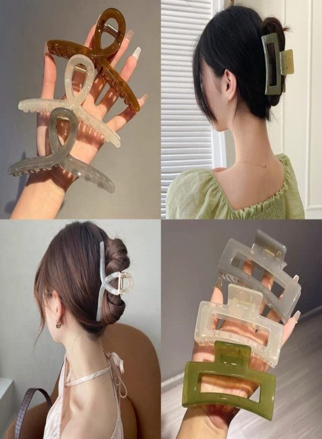 AUTOWRAP 3+3 Combo Big Hair Clips for Women Large Hair Claw Clips for Thick Hair Strong Hold Nonslip Jelly Moon Banana Nonslip Jumbo Jaw Clips Hair Styling Accessories (total 6 Pcs) - Image 2