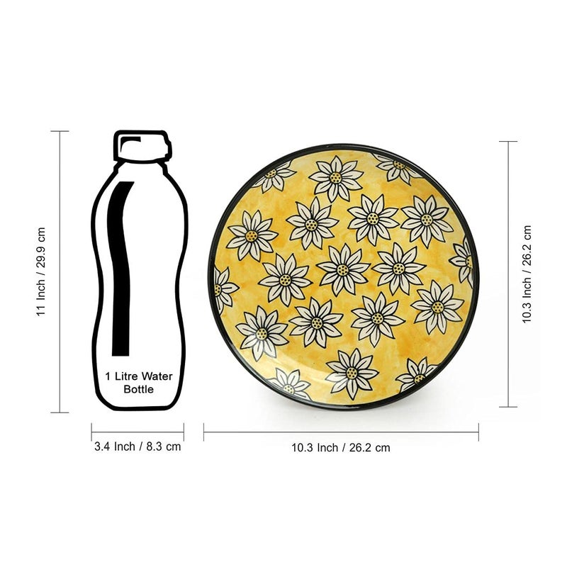 ExclusiveLane 'Californian Sunflowers' Handpainted Ceramic Plates for Dinner Set Ceramic Dinner Plate with Katoris & Ceramic Bowl (3 Pieces, Serving for 1, Dishwasher & Microwave Safe) - Image 5