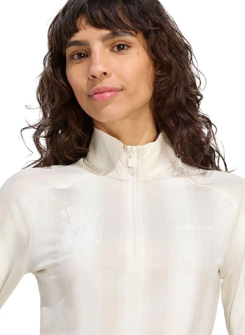 adidas Originals Half-Zip Graphic Football Long-Sleeve Top