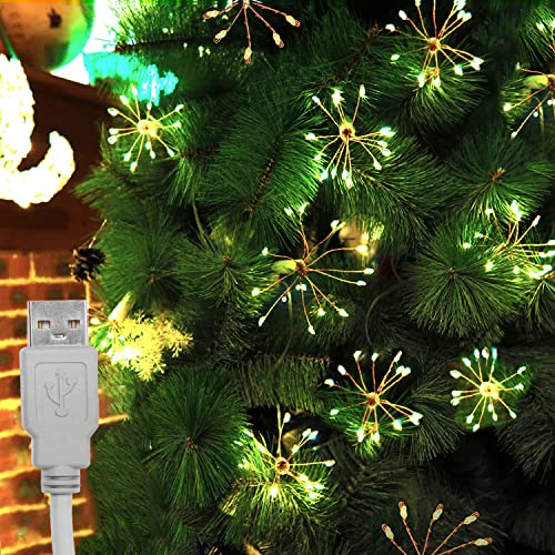 Litehom Starbursts Light, 10 Bright Starbursts Design Sparckle 10Ft Light with USB 8 Mode Operated for Diwali, Home Decoration, Birthday, Christmas Tree, New Year, Bedroom Fairy Light (Yellow) - Image 4