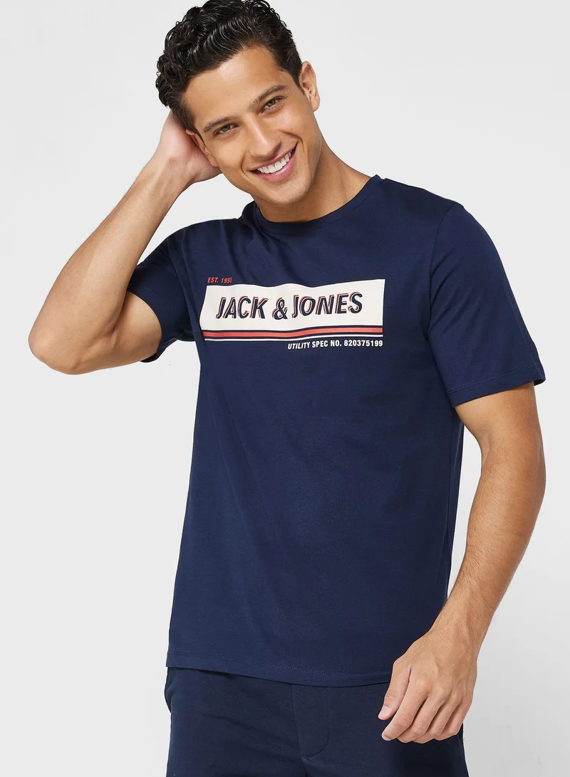 JACK & JONES Slogan Crew Neck T-Shirt