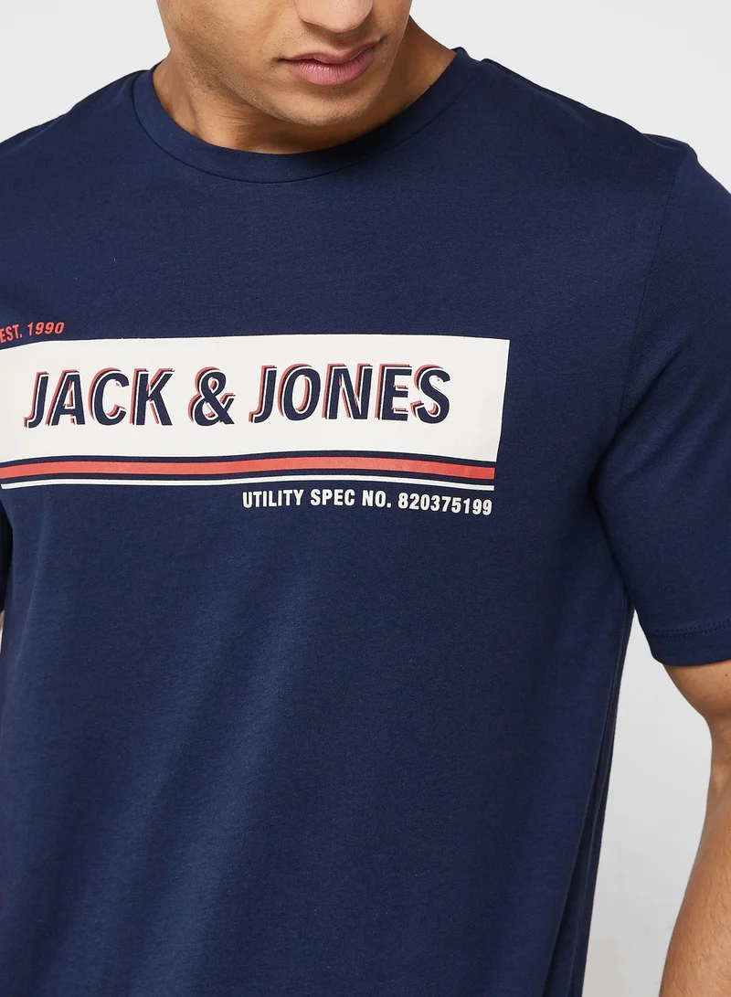 JACK & JONES Slogan Crew Neck T-Shirt