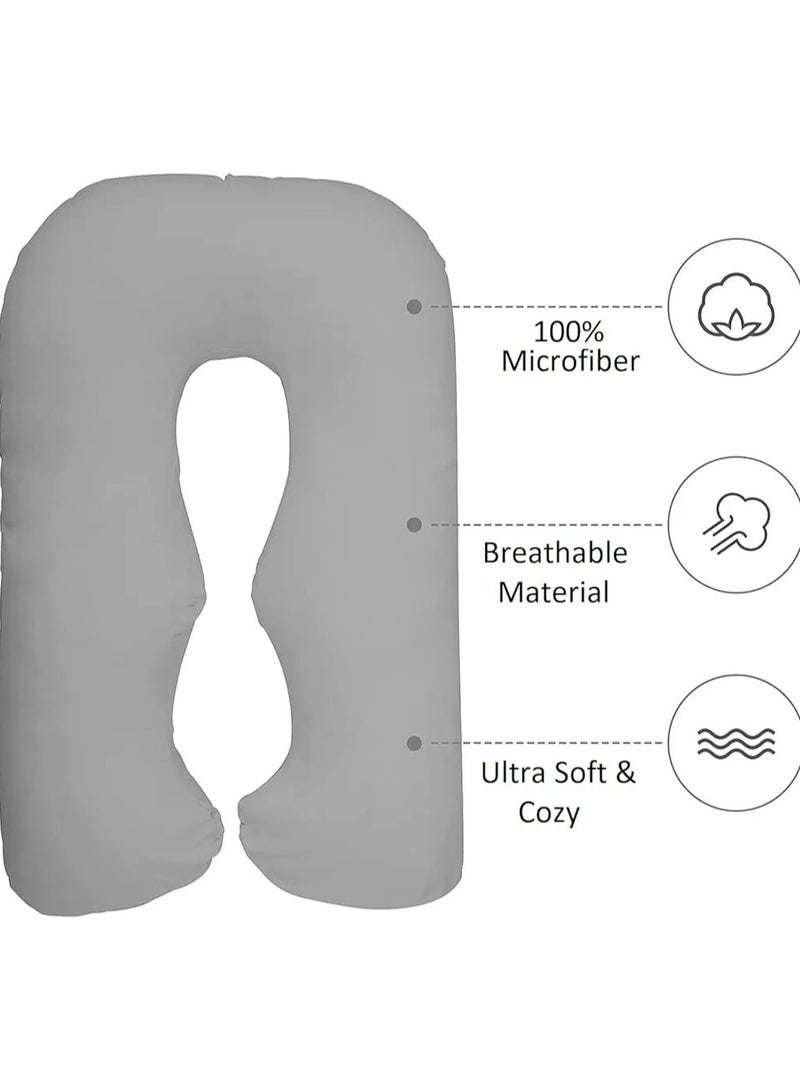 Comfortable U-Shaped Maternity Pillow White Polyester 45x45cm  - Image 1