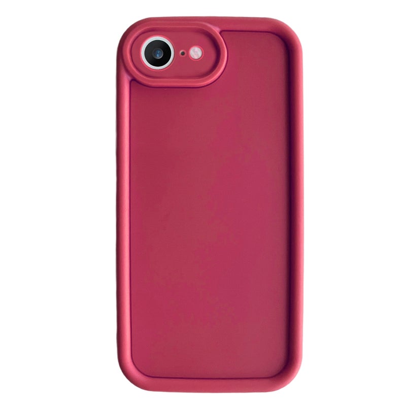 HuHa Protective Cover For iPhone SE 2022 / 2020 / 8 / 7 Fine Hole Shockproof Frame Frosted TPU Phone Case(Claret Red) - Image 1