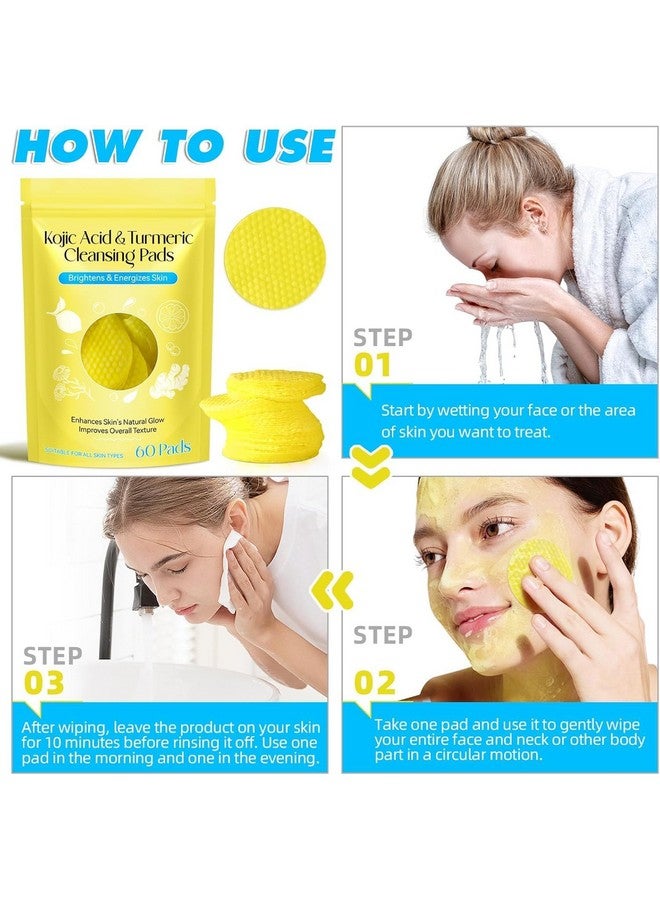 Xeerabdi Kojic Acid Turmeric Exfoliating Facial Pads - Skin Brightening Treatment for Dark Spots, Melasma, and Acne Blemishes - 60 Pads for All Skin Types - Image 4