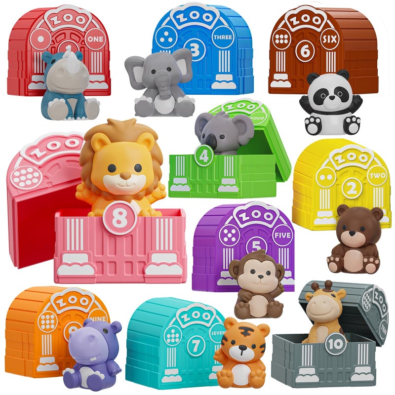 Letapapa Learning Toy for Toddlers 1 2 3 Year Old Montessori Educational Counting Matching Sorting Sensory Toys 10 Safari Animals 10 Zoos Birthday Easter Gift for Baby Boy Girl Age 1218 Months - Image 3