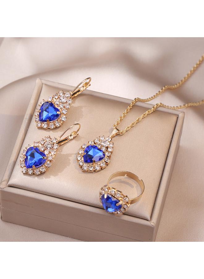Necklace Female Net Red Emerald Zircon Niche Earrings Pendant High Sense Suit Titanium Steel Clavicle Chain 