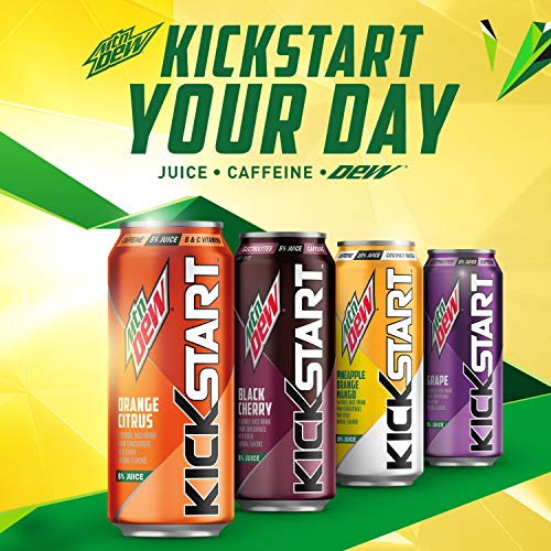 Mountain Dew Kickstart, Black Cherry, 92mg Caffeine, Vitamins B & C, 80 Calories, 5% Juice, 16 fl oz (12 Count) - Image 3