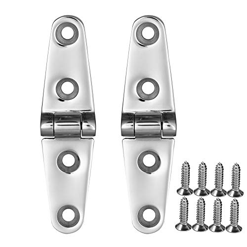 YUSOVE Boat Strap Hinges 4" x 1" 316 Stainless Steel Hinge,Marine Heavy Duty Deck Cupboard Hinge,Cabinet Hatch Hardware,Pack of 2 - Image 1