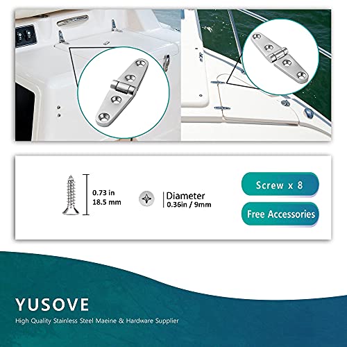 YUSOVE Boat Strap Hinges 4" x 1" 316 Stainless Steel Hinge,Marine Heavy Duty Deck Cupboard Hinge,Cabinet Hatch Hardware,Pack of 2 - Image 4