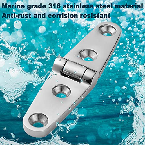 YUSOVE Boat Strap Hinges 4" x 1" 316 Stainless Steel Hinge,Marine Heavy Duty Deck Cupboard Hinge,Cabinet Hatch Hardware,Pack of 2 - Image 3