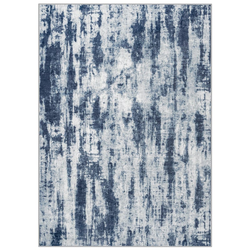 Gent drizz 8x10 Area Rugs Washable Rug: Modern Abstract Living Room Rug Soft Anti-Skid Thin Carpet Indoor Floor Non-Shedding Carpets for Bedroom Dining Room Farmhouse Nursery Home Office Blue Grey - Image 2
