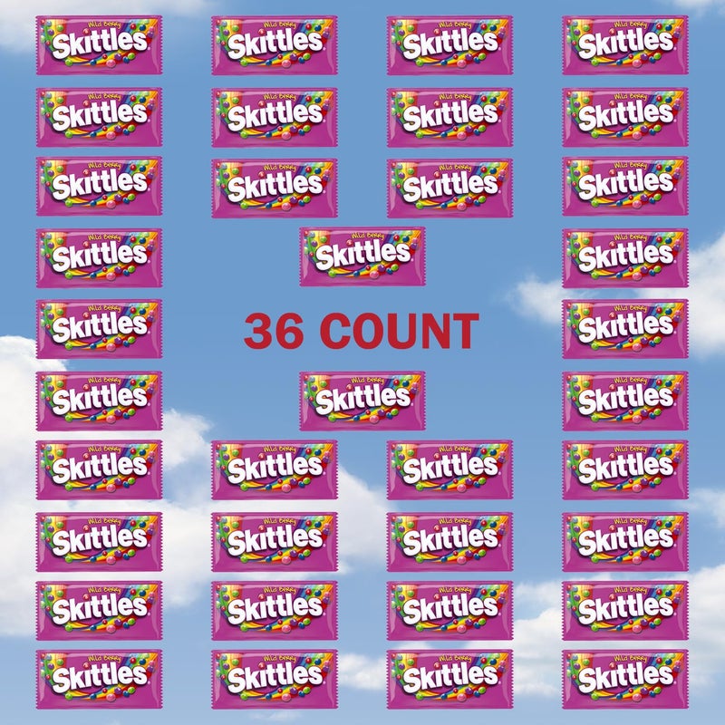 SKITTLES Wild Berry Chewy Candy Full Size Movie Night Party Favor Candy Packs Bulk Box, 2.17 oz, (Pack of 36) - Image 3