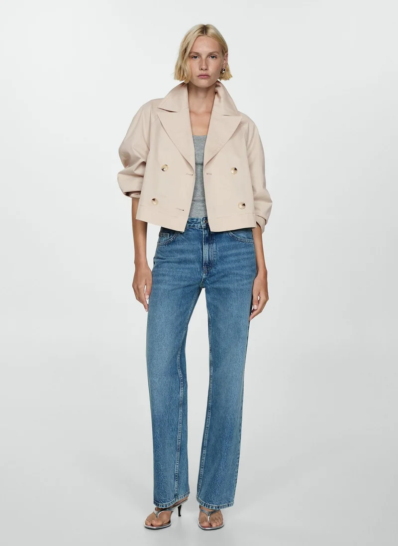 MANGO Cropped Trench Coat With Lapels