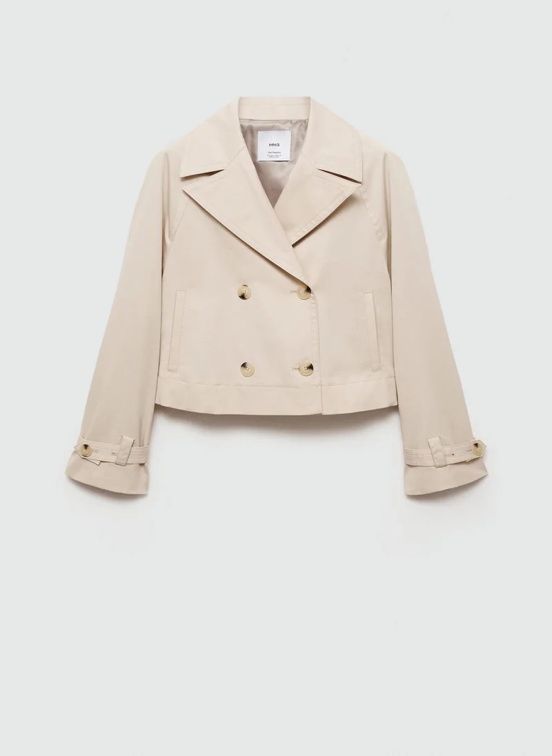 MANGO Cropped Trench Coat With Lapels