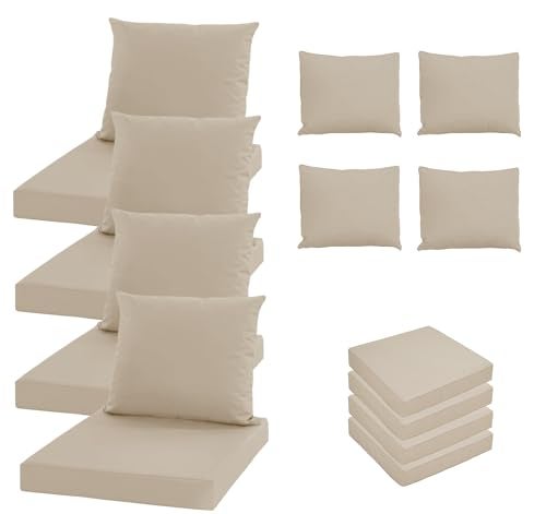 Oslimea Patio Cushion Covers Replacement Set of 4 Water UV Resistant Outdoor Cushion Slipcovers with Zipper Chair Seat Cushion Covers for Outdoor Furniture 23 x 19 Inch 24 x 22 x 4 Inch Tan - Image 1