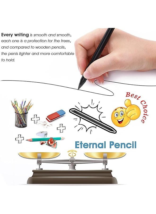 X spring - Metal Inkless Pencil 2 Pcs Infinity Pencil Everlasting Pencil With 2 Replaceable Nib And 2 Pen Cover Reusable Inkless Pencil For Writing Drawing Home Office School Supplies - Image 1