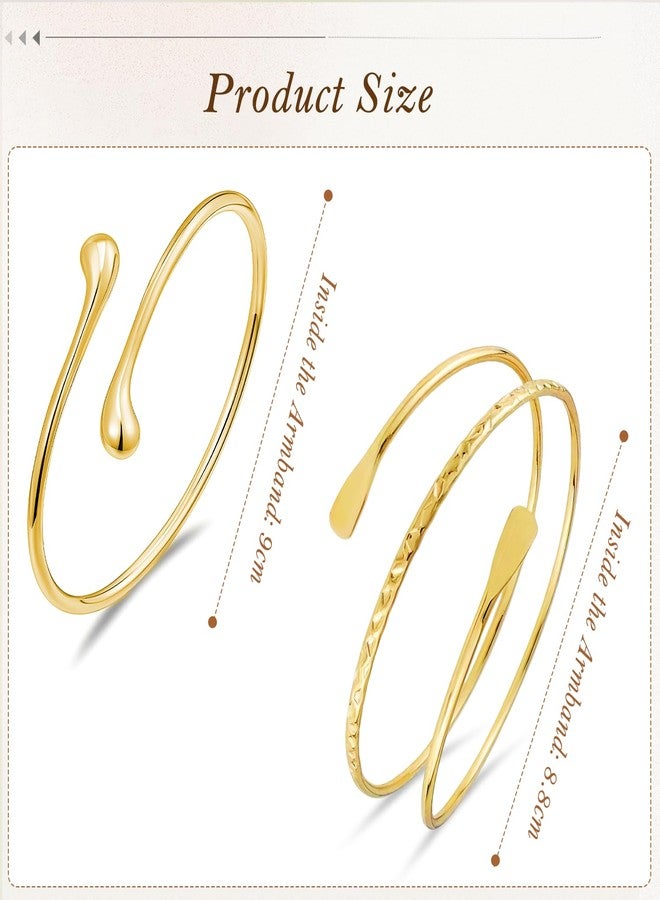 Flavizo Women's Arm Cuff 2-Piece Set Adjustable Boho Armlet Lightweight | Stackable Design | Gold Bajuband | Gift Ready Packaging - Image 2