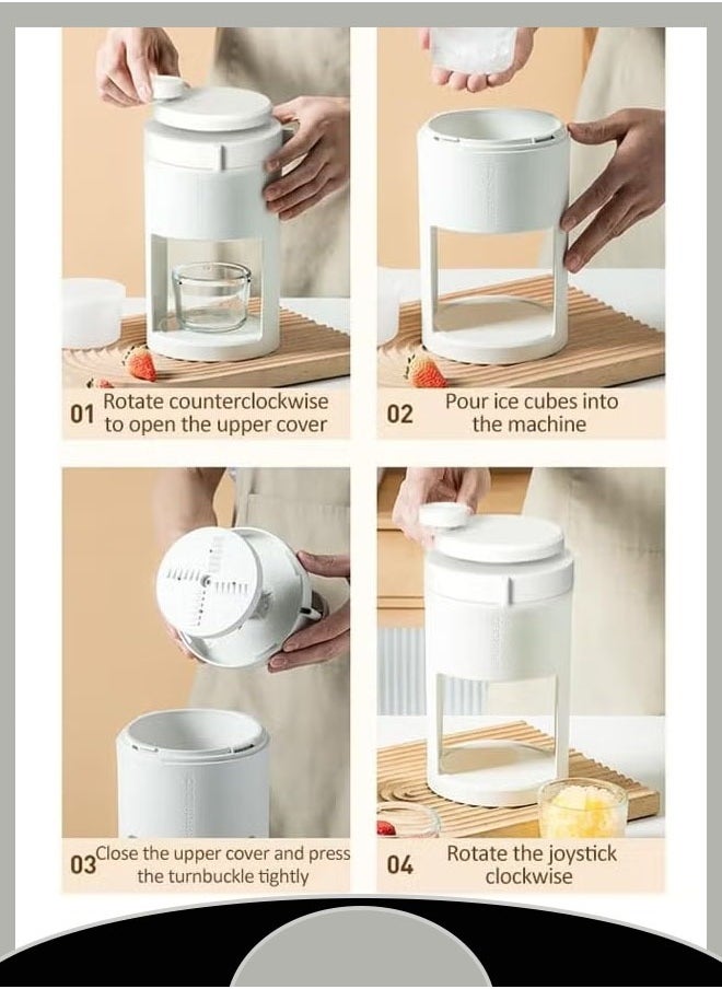 Shaved Ice Machine, Snow Cone Machine Ice Shaver Machine, Portable Blender for Shakes and Smoothies, Stainless Steel Blades, & Large Container, Portable Crushed Ice Machine for Home