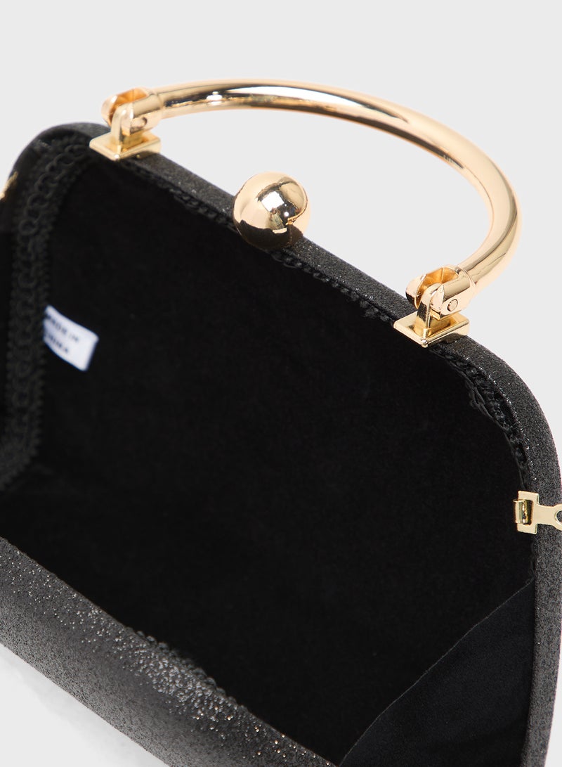 Ella Limited Edition Gold Accent Rhinestone Embellished Metallic Clutch - Image 5