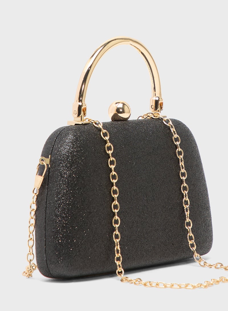 Ella Limited Edition Gold Accent Rhinestone Embellished Metallic Clutch - Image 4