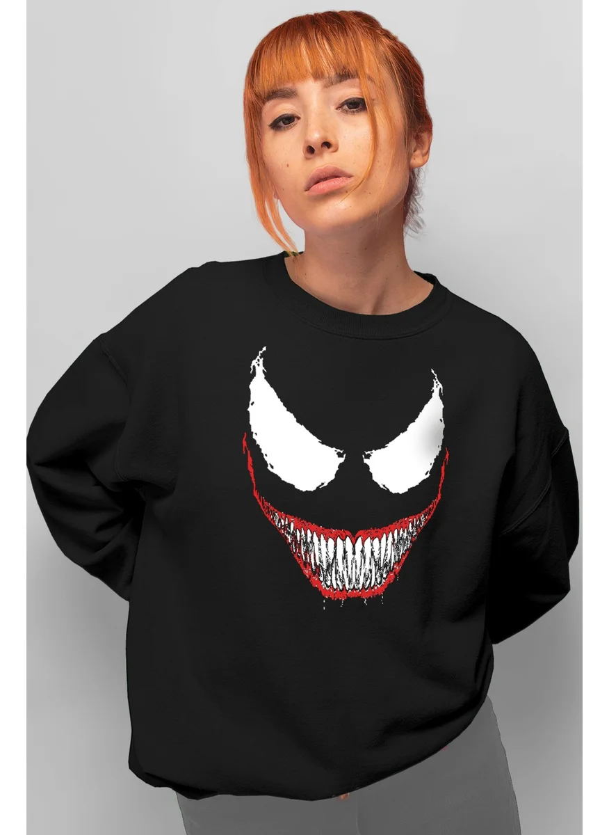 Rock&Roll Crocodile Teeth Black Oversize Crew Neck Thick Women's Sweatshirt