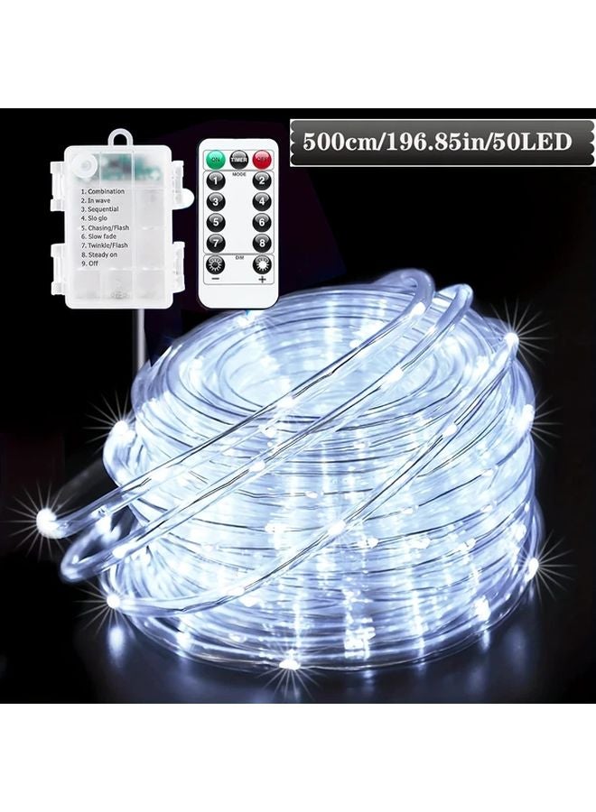 50 LED White Outdoor Remote Control Hose Lights 8 Modes Garden Party Holiday - Image 1
