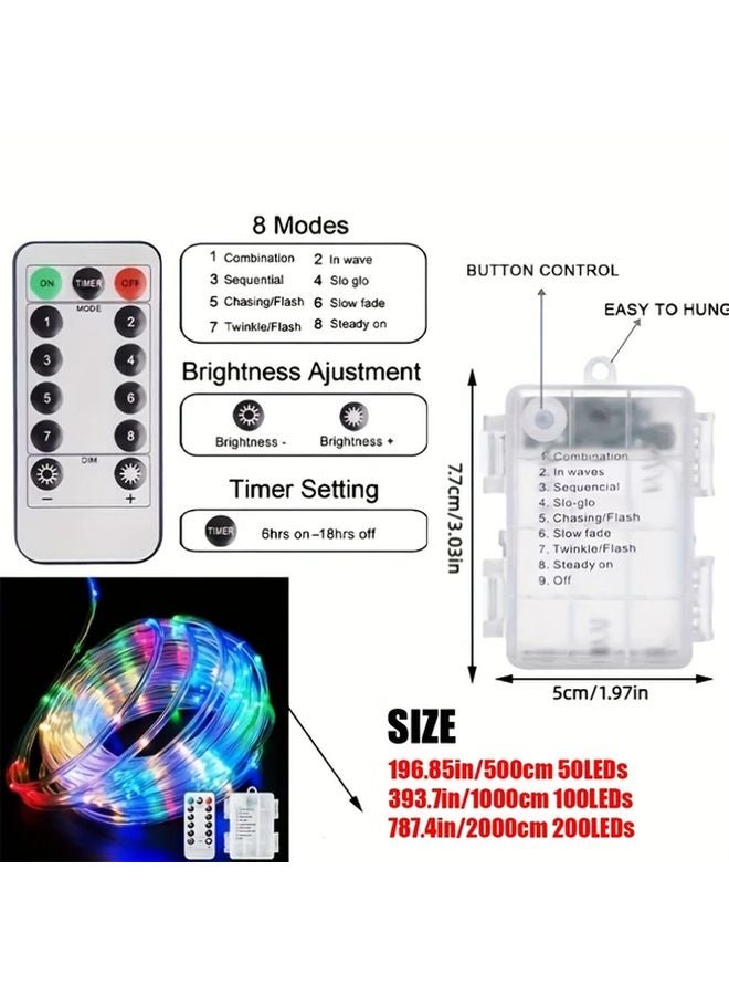 50 LED White Outdoor Remote Control Hose Lights 8 Modes Garden Party Holiday - Image 4