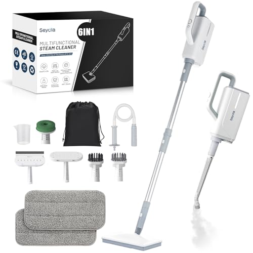 Seyola Steam Mop for Floor Cleaning, Steam Cleaner for Home with Handheld 6-in-1 Multi-function Attachments for Hardwood Floors, Clothes, Windows, Tiles Grout, Furniture Cleaning (off-white) - Image 1