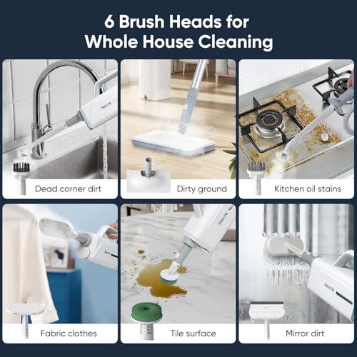 Seyola Steam Mop for Floor Cleaning, Steam Cleaner for Home with Handheld 6-in-1 Multi-function Attachments for Hardwood Floors, Clothes, Windows, Tiles Grout, Furniture Cleaning (off-white) - Image 5