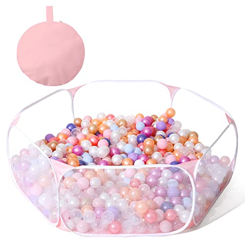 Heopeis Kids Ball Pit Large Pop Up Children Ball Play Tent for Toddlers Girls Boys for Indoor Outdoor Baby Playpen with Carry Tote Balls Not Included Pink - Image 1