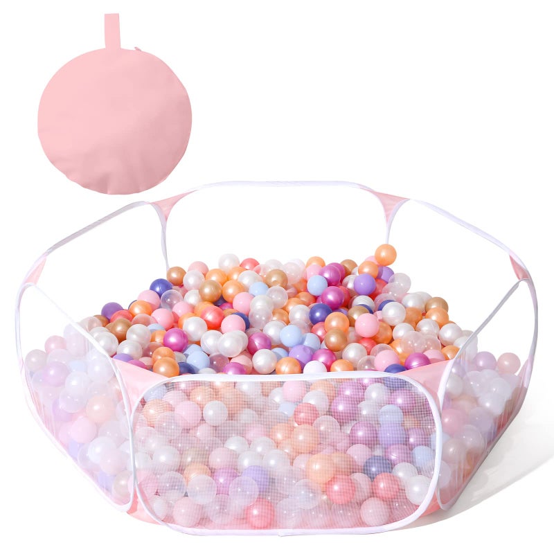 Heopeis Kids Ball Pit Large Pop Up Children Ball Play Tent for Toddlers Girls Boys for Indoor Outdoor Baby Playpen with Carry Tote Balls Not Included Pink - Image 2
